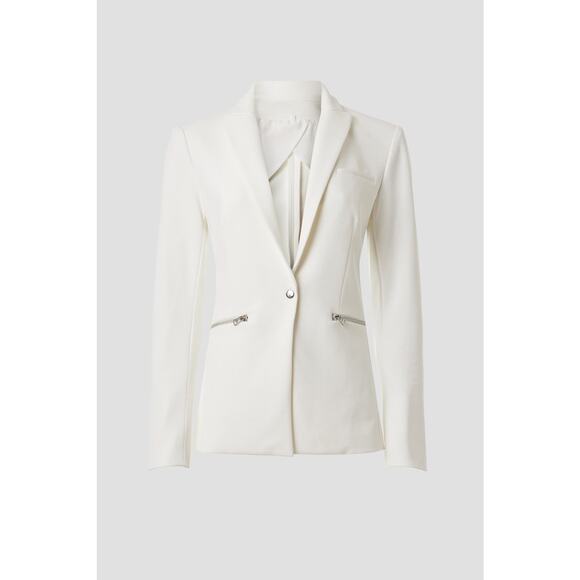 Veronica Beard White Scuba Zip Pocket Dickey Office Travel Blazer Jacket Size 6 - Picture 3 of 16